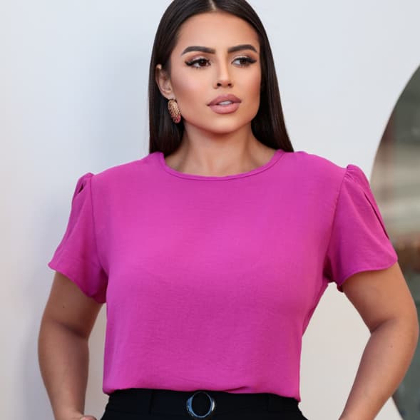 Blusa Manga Tulipa Feminina Tecido Duna Alfaiataria Manga Princesa Blusinha Social Elegante Moda Evangelica