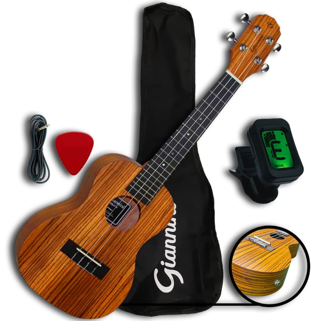 Ukulele Concert Giannini GUK23 Eletroacústico Canhoto Kit Com Capa, Afinador e Palheta