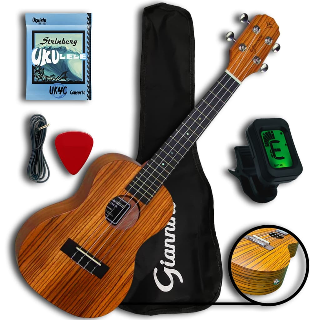 Ukulele Concert Giannini GUK23 Eletroacústico Kit Com Capa, Afinador, Jogo de Cordas e Palheta