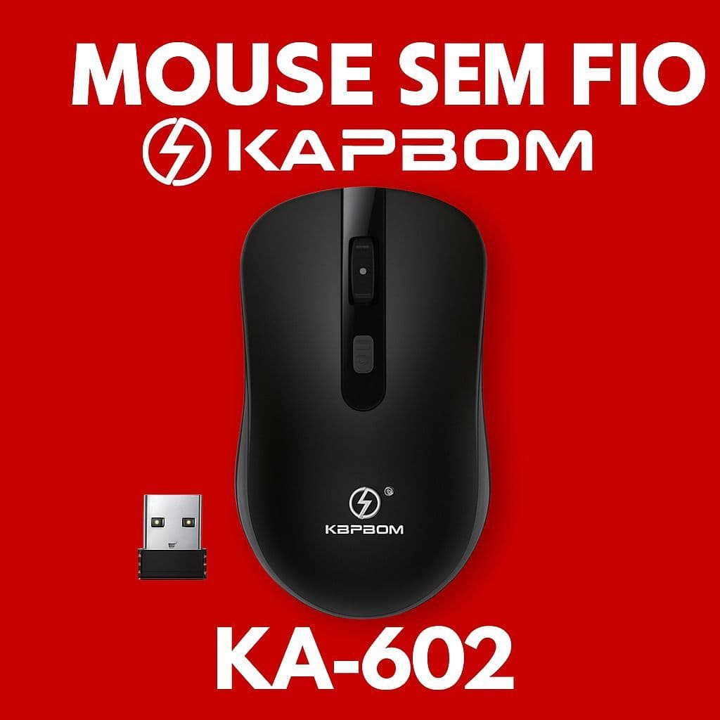 Mouse Sem Fio Wireless 2.4Ghz Receptor USB Kapbom KA-602 ( PRETO )