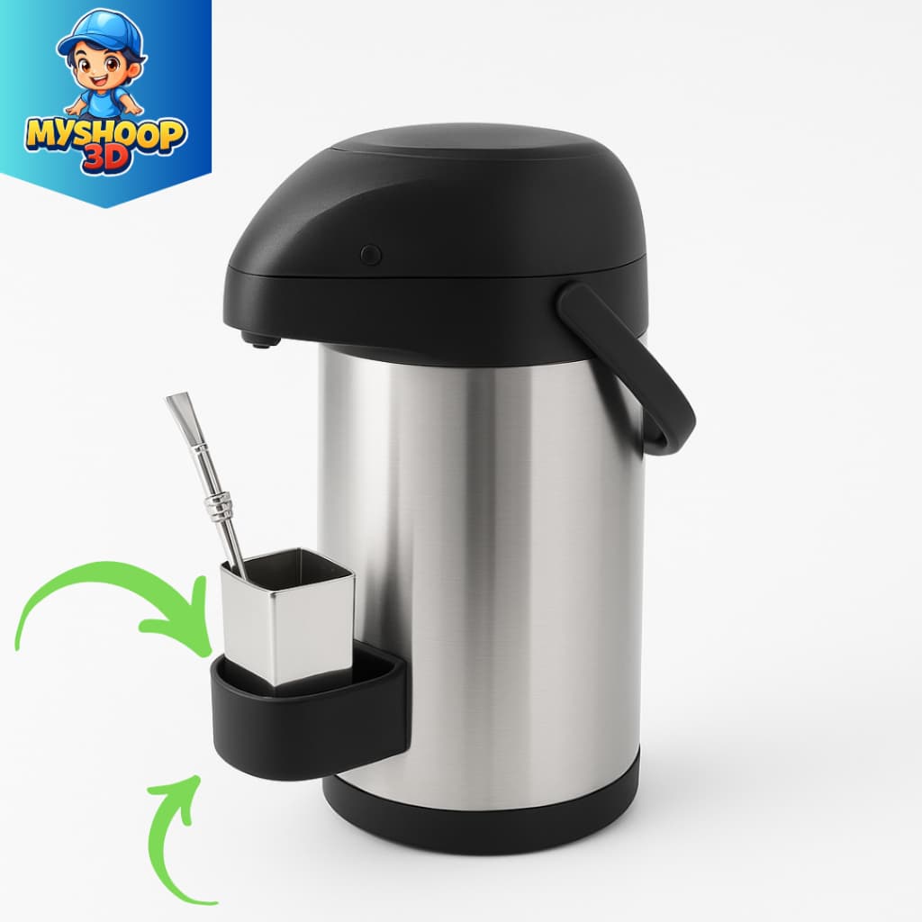 Suporte Porta Copo Tereré Chimarrão Compatível com Garrafa Inox 2,5L | Fixação Adesiva 5M | Impressão 3D Resistente