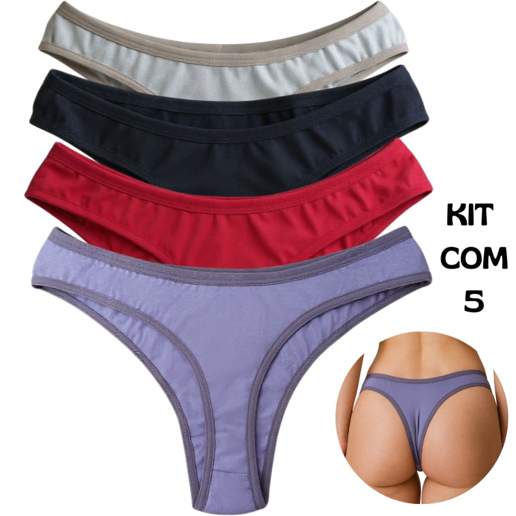 Kit Calcinha Fio Dental Feminina Algodão Confortável Macia Dia a Dia
