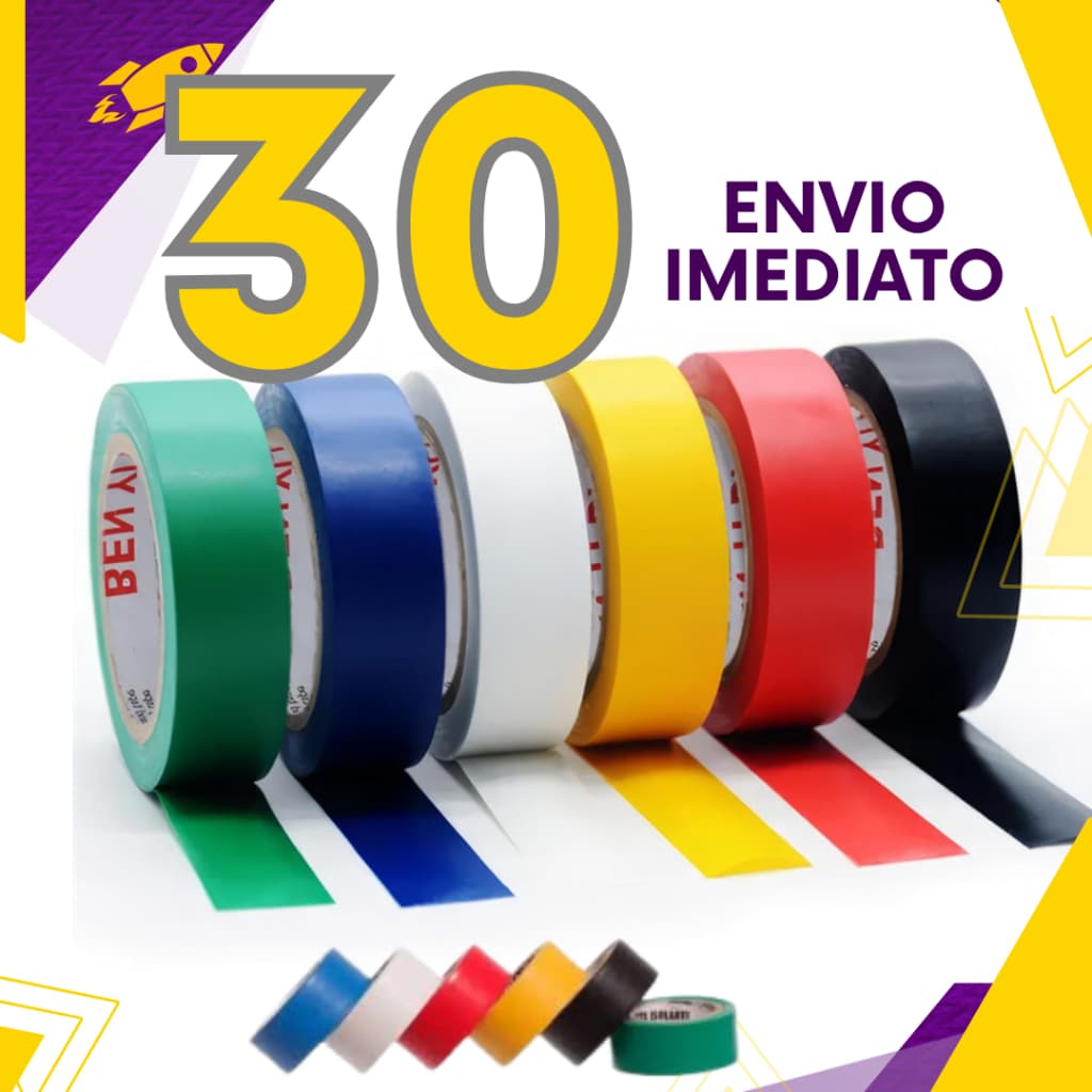 Kit 30,15 ou 12 un - Fita Isolante Colorida De PVC Antichama 5M Fio Cabo Eletrico