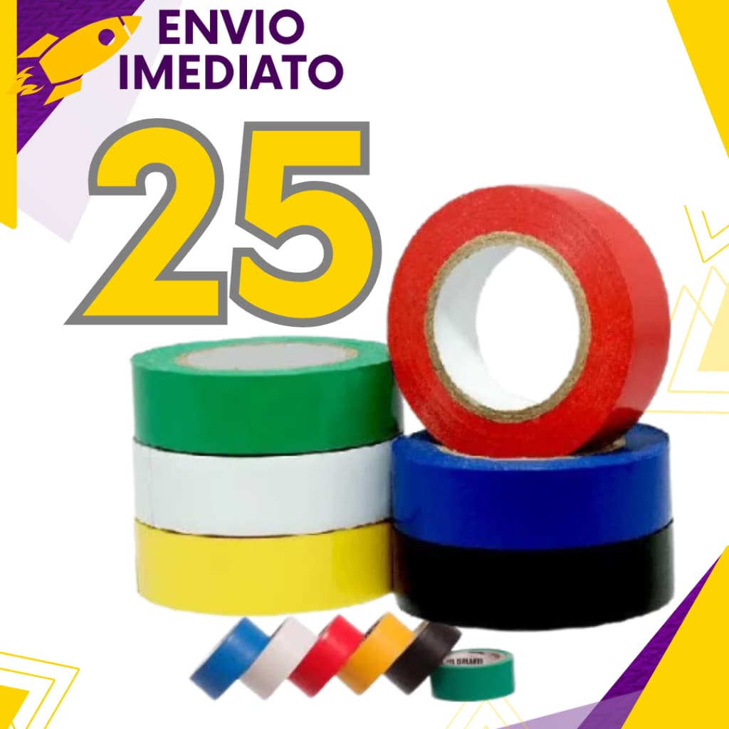 Kit 25, 12 ou 8 un - Fita Isolante 5M Colorida De PVC Antichama Eletrica Automotiva