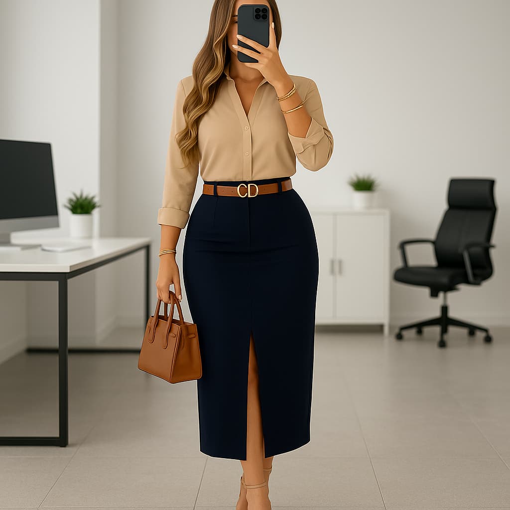 Conjunto Saia Longa com Fenda + Camisa Social | Look Premium e Sofisticado para Mulheres de Poder