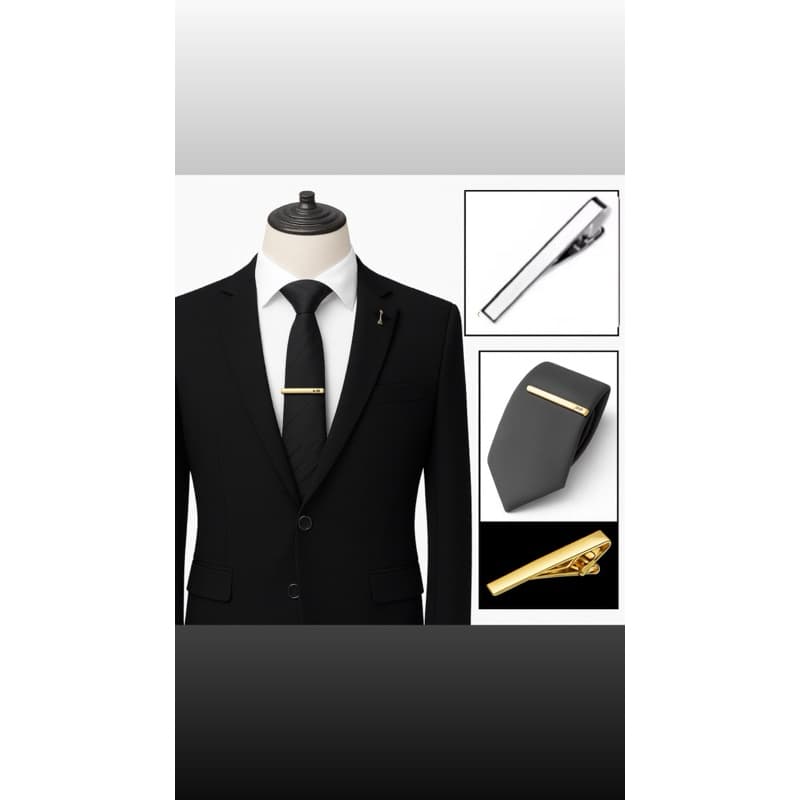 2  Prendedor dourado e prata De Gravata Slim e Semi Slim Material de Qualidade Prata e Dourado