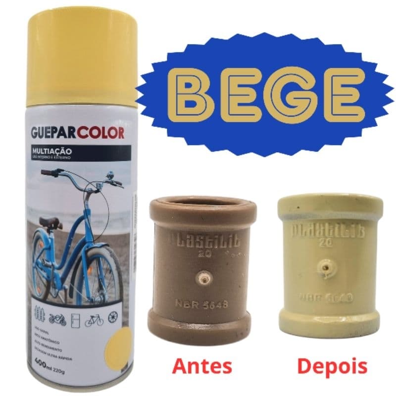 Tinta em spray bege colorida jet multiuso para madeira tecido plástico metal ferro mdf bicicleta