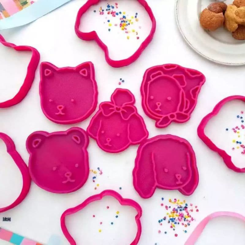 🐱🐶 Kit Cortadores Biscoito Animais Boobie | Impressão 3D PLA | 5 Modelos | 4cm/10cm | Tamanho Personalizável 🍪✨