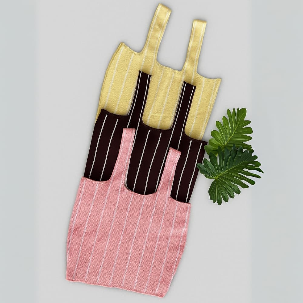 Kit de 3 Blusa Cropeed de Tricô Listrado Colorido Alcinhas Largas Feminino Verão Primavera