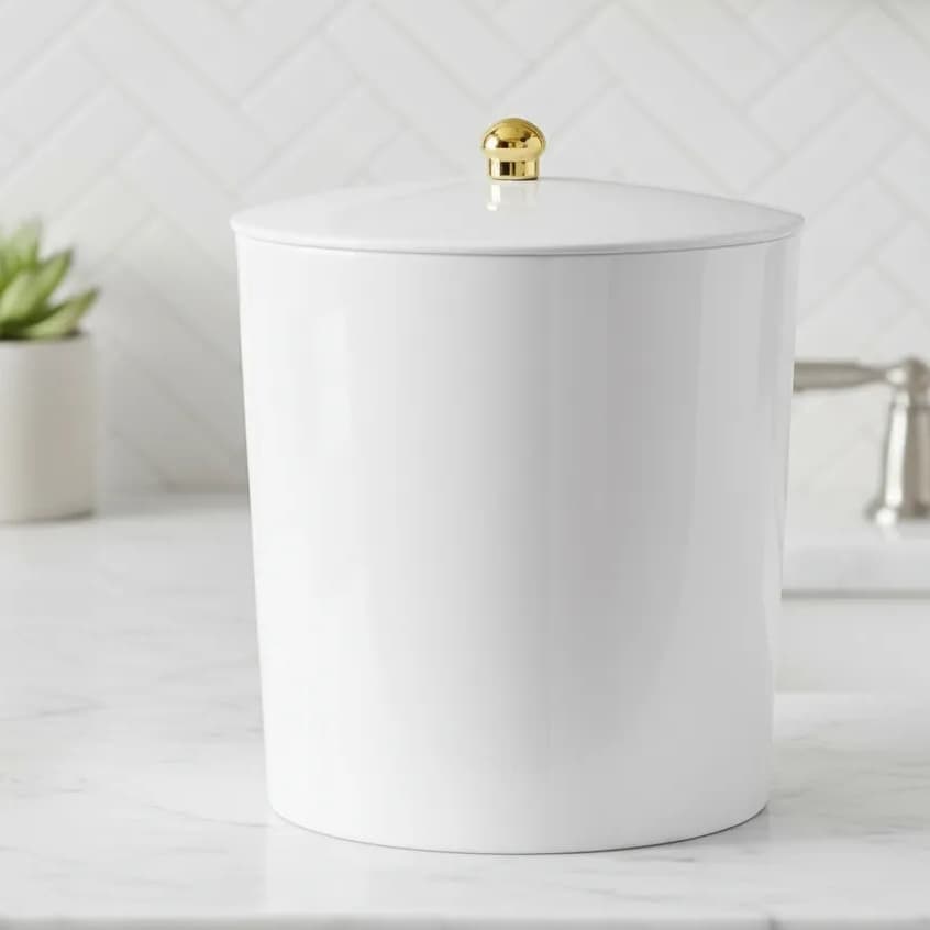 Lixeira Multiuso Redonda Com Tampa 5 Lt Banheiro Cozinha Branco