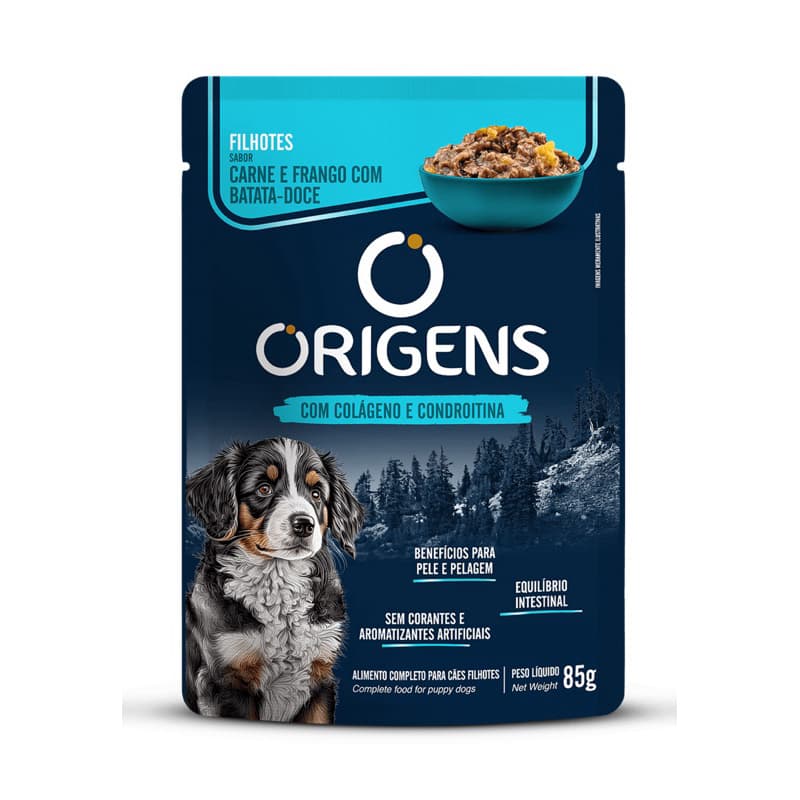 SACHÊ Origens Cães Filhotes Sabor Carne E Frango Com Batata-Doce 85g COMBO COM 3 UNIDADES