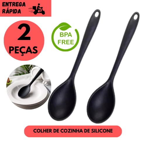 2 ou 1 Colher de Silicone Utensílio de Cozinha Resistente Ideal para Panelas e Receitas