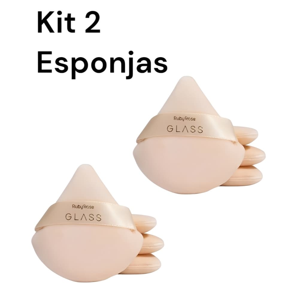 Kit C/2 Esponja Aveludada Ruby Rose Glass Para Pó | Acabamento Natural e Profissional – Alta Qualidade