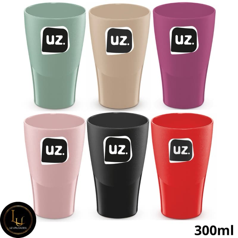 Copos Slim com 6 ou 12 copos 300ml UZ.