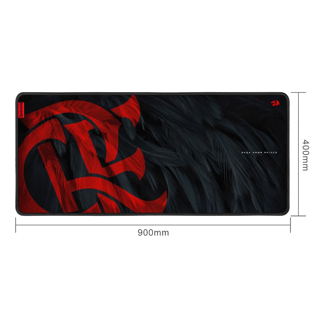 Mousepad Gamer Redragon Flamengo Mantle Preto e Vermelho Speed Tecido 900x400x4mm