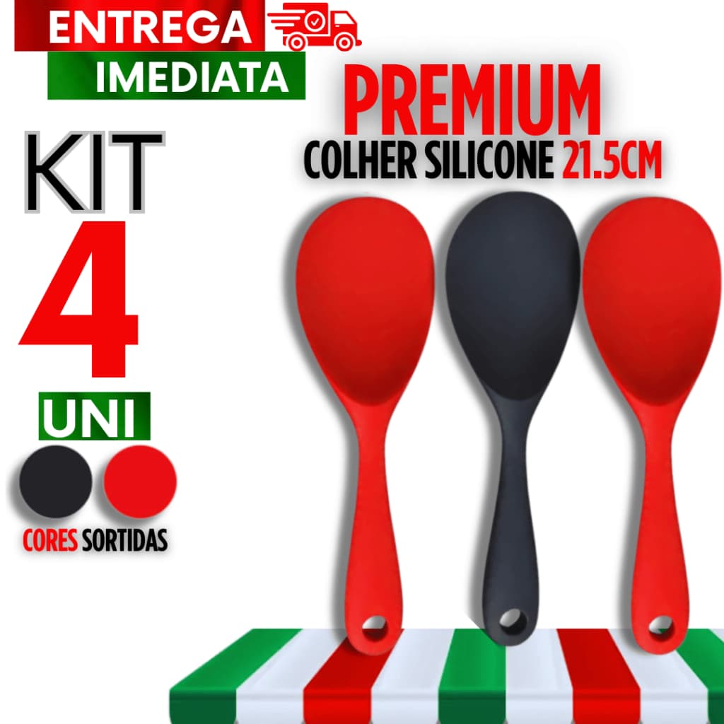 Conjunto com 4 Colheres de Servir HM Premium Silicone Para Refeições Lanchonete  Domicílio está aqui
