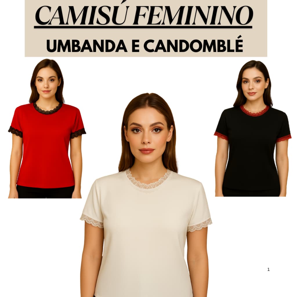Camisú Feminino Umbanda e Candomblé com Renda Premium do P ao GG