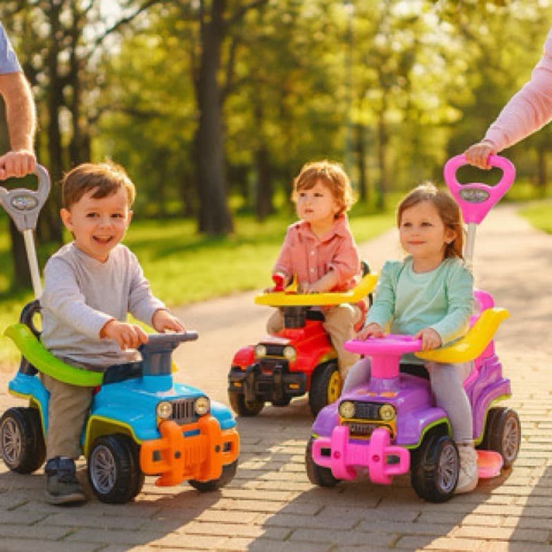 Carrinho Passeio jip jip Maral Guidão Direcional Militar Multicolor Rosa - Vermelho - Azul Quadriciclo Infantil Haste