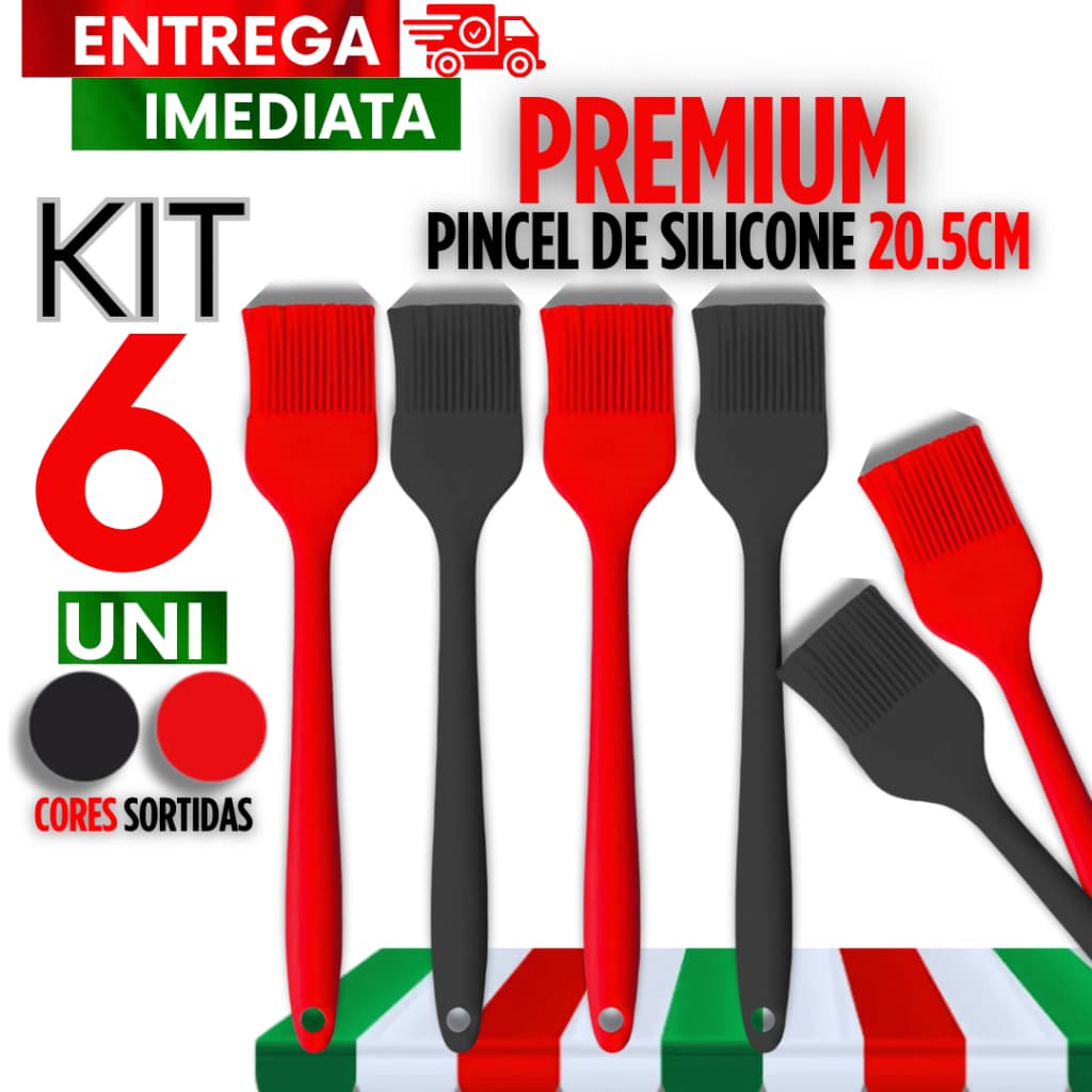 Conjunto com 6 Pincel de Silicone HM Culinário Linha Premium 20,5cm, seu melhor produto para cozinha