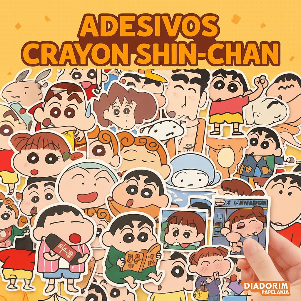 Kit 15 Adesivos Crayon Shin-Chan – Sortidos, Papel Couché