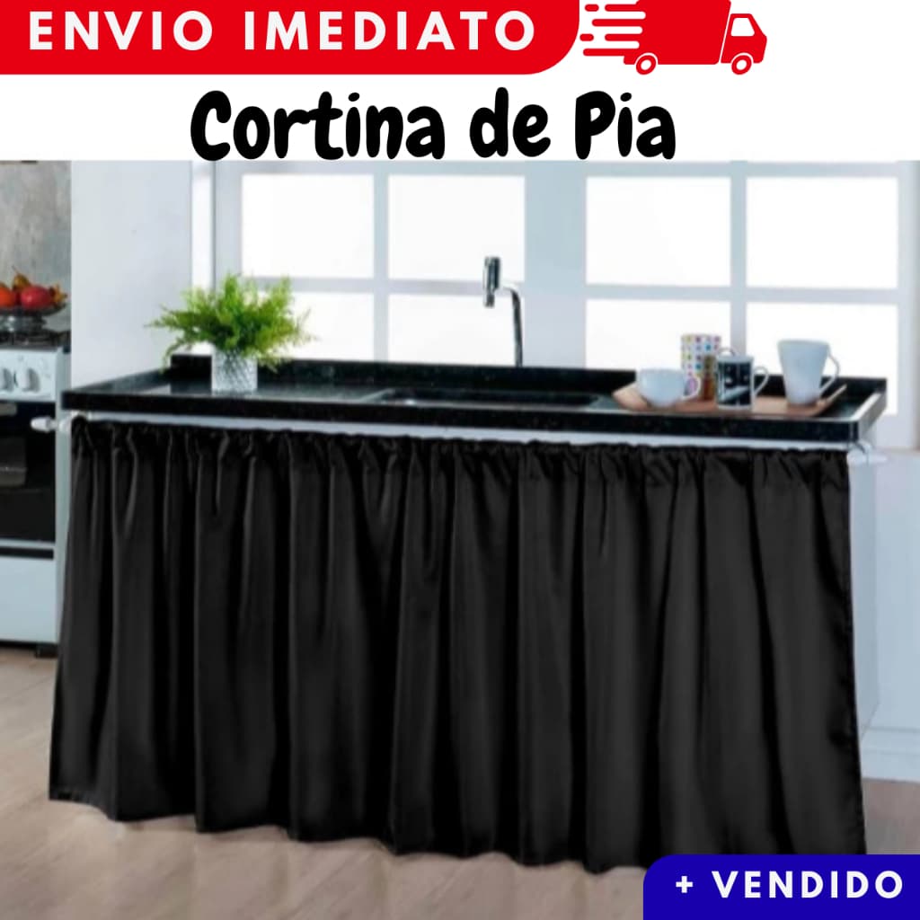 Cortina para Pia de Cozinha ou Balcão em Tecido Oxford 1,40 m x 80 cm Elegante e Resistente