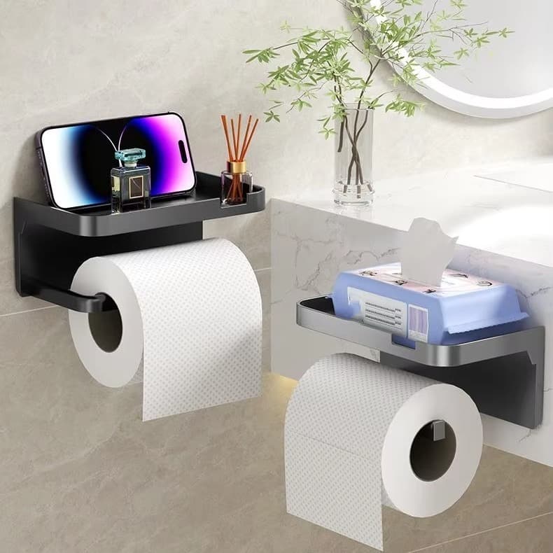 Suporte Porta Papel Higienico e Suporte para Celular Com Adesivo