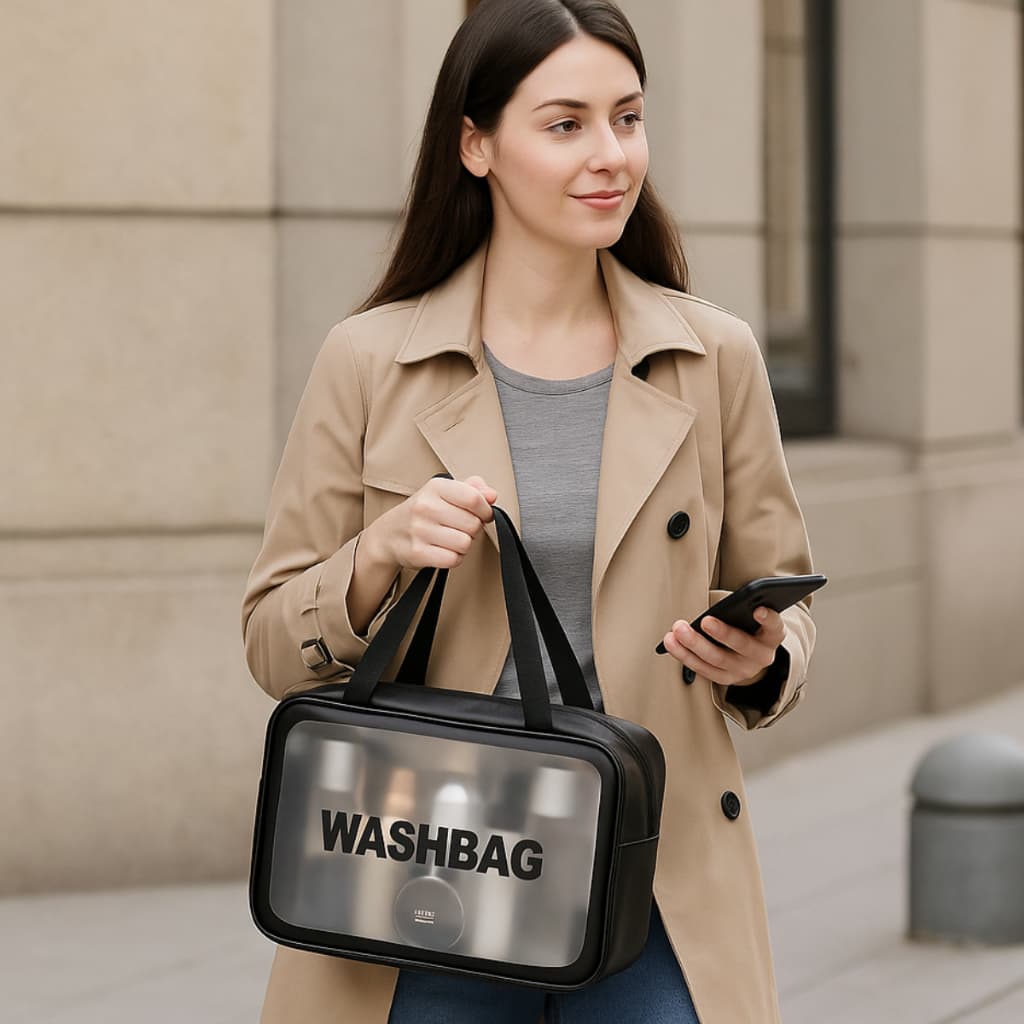 Necessaire Organizadora Viagem Alça Zíper Multiuso Cosméticos Maquiagem Acessórios Higiene Pessoal