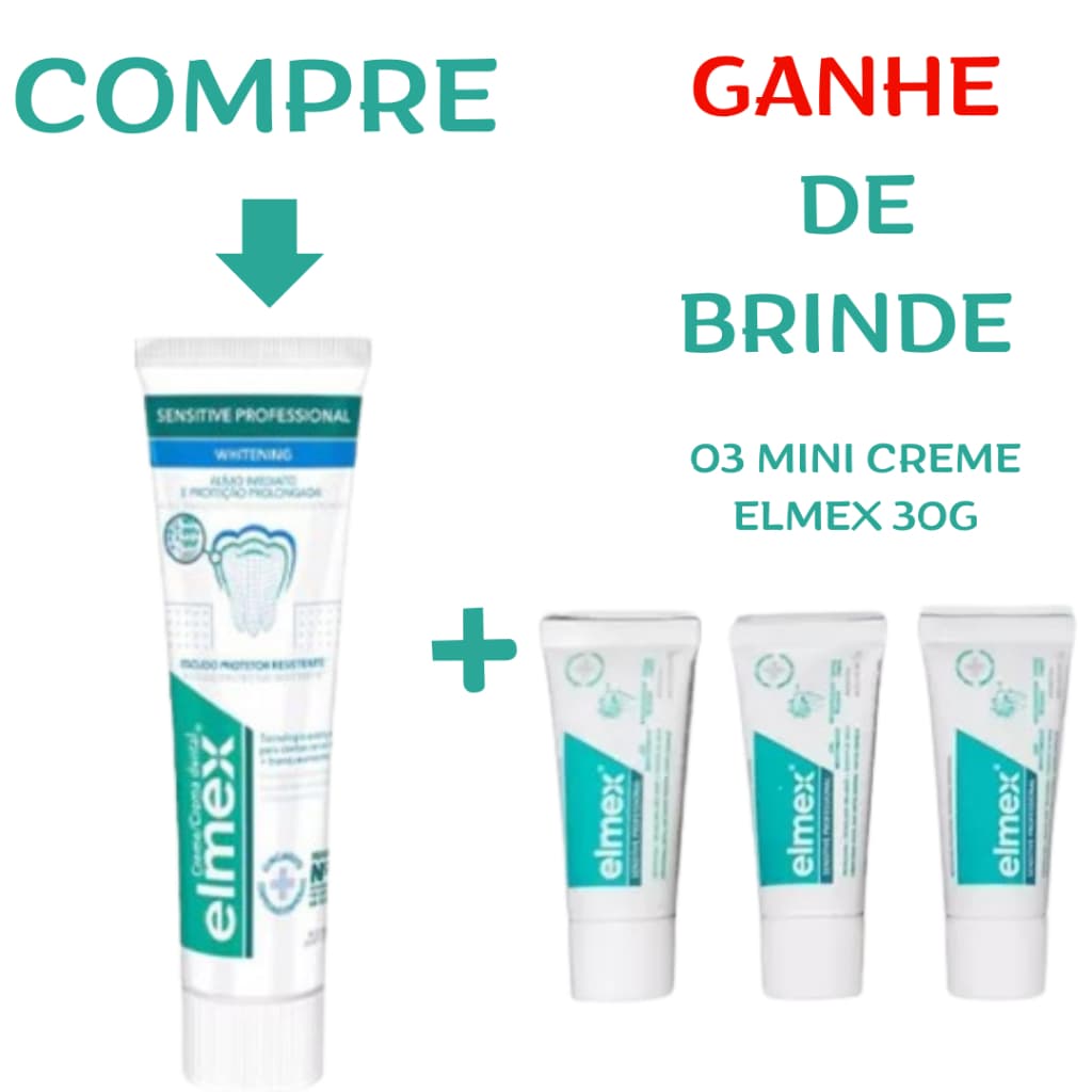 Creme Dental Elmex Sensitive Professional Whitening 110g +  3 mini creme elmex 30g BRINDE