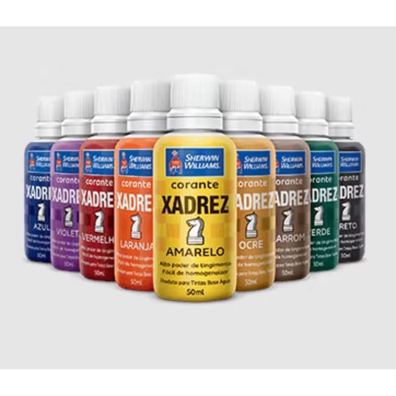 Kit 3x Corante Xadrez 50ml líquido Sherwin-Williams – Para Tintas Base Água, Alto Tingimento