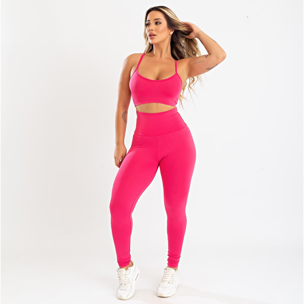 Conjunto Fitness Feminino Cintura Alta Suplex | Top + Calça Legging Academia, Treino e Dia a Dia