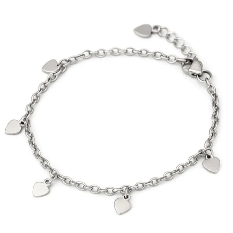 Pulseira de aço inox Infantil Coração 14 cm + 4 de extensor