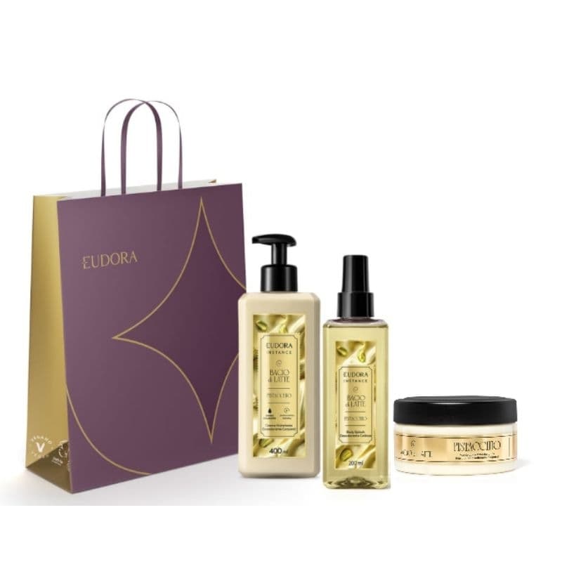 Instance Pistacchio: Body Splash Colônia 200ml,Creme Corporal 400ml,Manteiga Ultra Hidratante 150g - Eudora