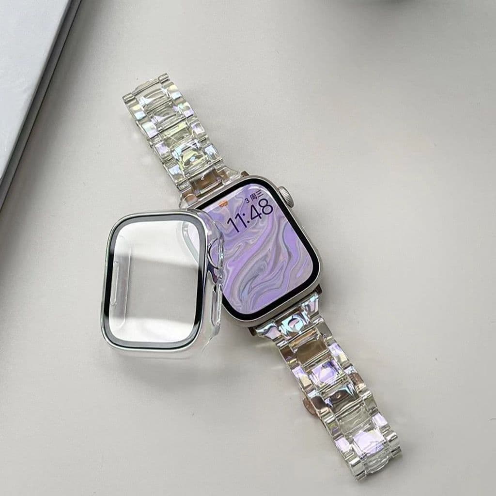Pulseiras ELOS Bubbles + Case Protetora transparente brilhante Smartwatch Apple Watch 11 e iwo 38 40 41 42 44 45 46