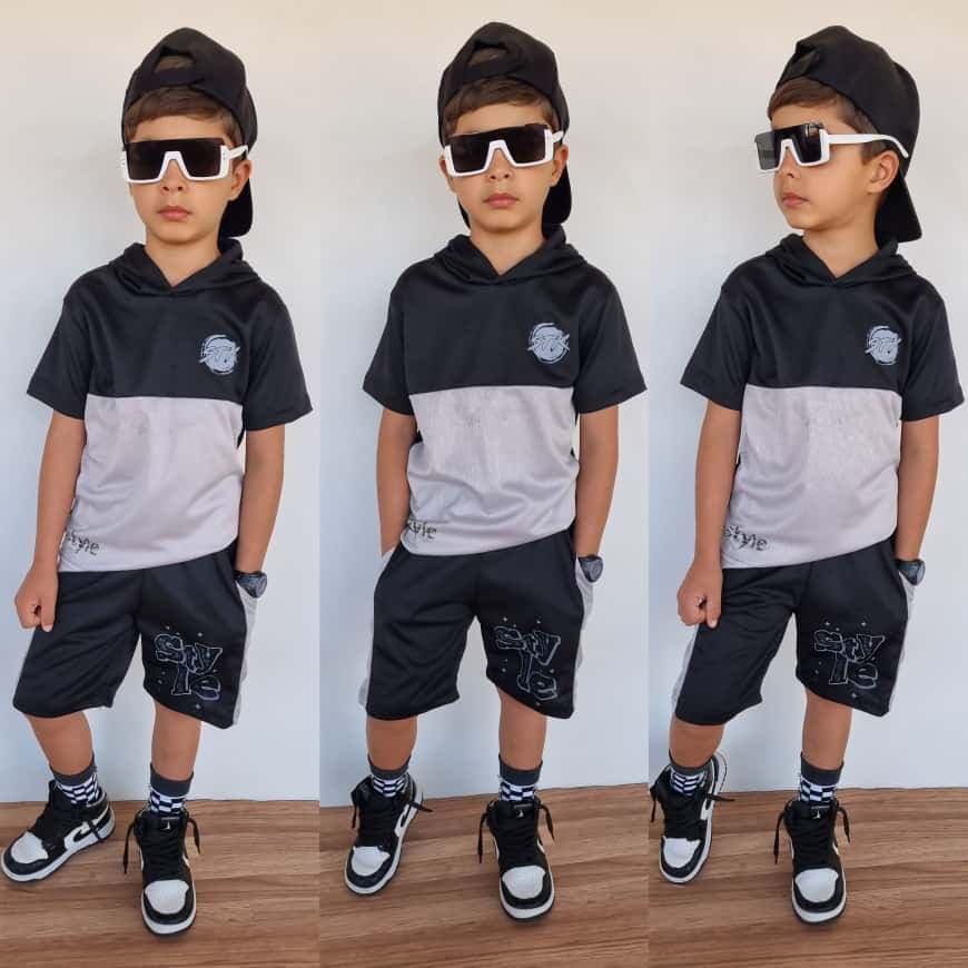 Conjunto Infantil menino kit com camisa e short lançamento com capuz