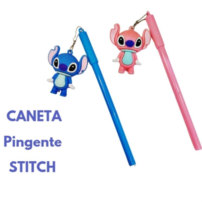 Caneta Stitch pingente/chaveiro tinta preta ponta fina