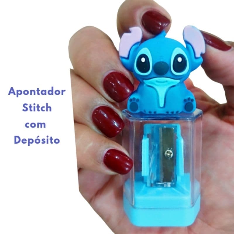 Apontador com depósito Stitch emborrachado papelaria criativa papelaria fofa.
