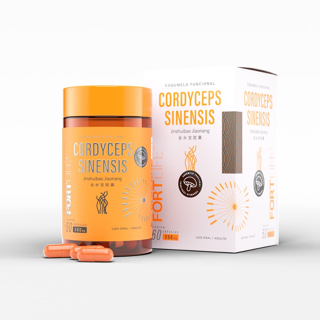 Cordyceps Sinensis Cogumelo Funcional (Energia e Disposição) 500mg 60 Cápsulas FORTLIFE