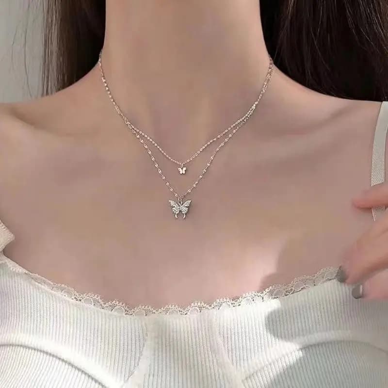 Colar Corrente de Borboleta Delicado Elegante Moda Bijuteria