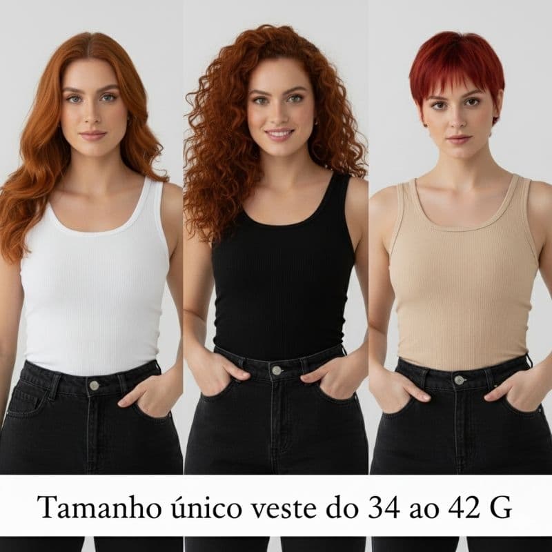 KIT 3 REGATA FEMININA ALGODÃO RIBANA CANELADA SLIM MODA VERÃO TENDENCIA REGATINHA BASICA CASUAL