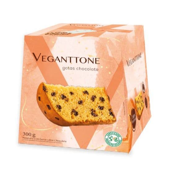 Veganttone – Panettone Vegano Gotas Sabor Chocolate ou  Frutas Cristalizadas 300g