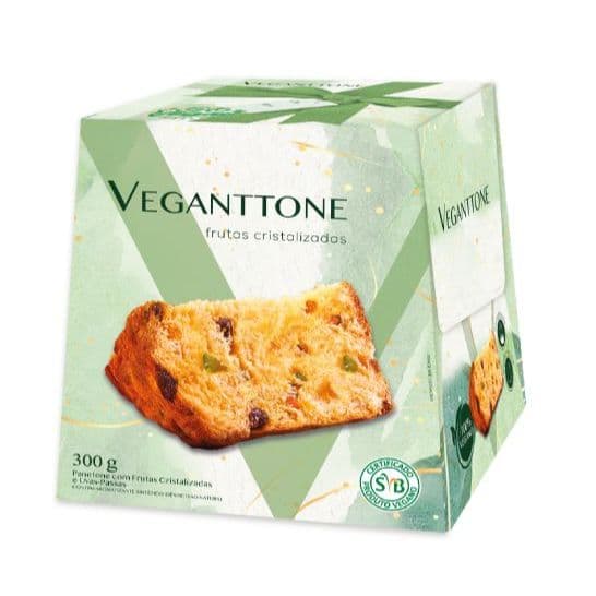 Veganttone Panettone Vegano Frutas Cristalizadas ou Gotas Chocolate - 300g
