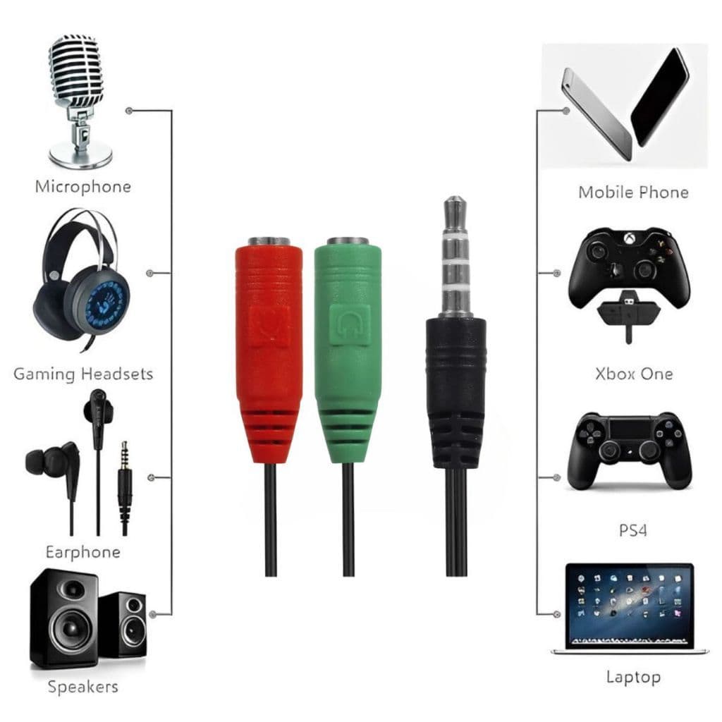 Cabo Adaptador Headphone P3 Para Headset (2 P2 Audio E Mic) 2 P2 Fêmea para 1 P2 Macho