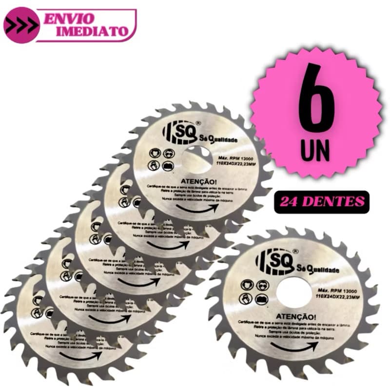 Disco de Corte p/ Madeira Serra Maquita Esmerilhadeira 24 Dentes 4" Serra Circular 110x24Dx22,23mm