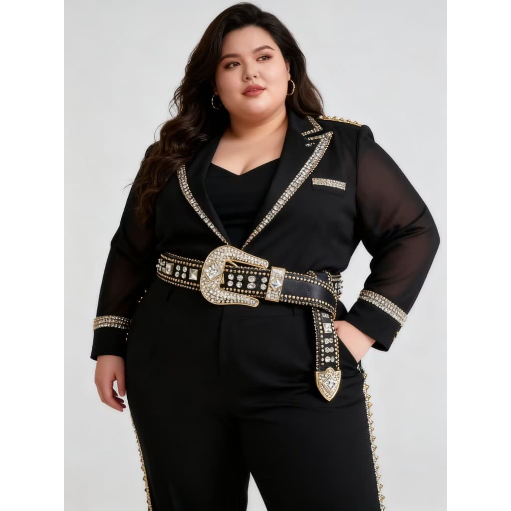 Cinto Country Plus size/Normal em Strass Brilhos Ocidental Cowboy Tachas Blogueira Moda Dourado
