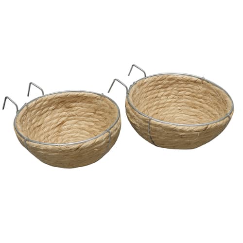 Kit 2 Ninho de Corda Sisal Criador com Gancho para Criar Bicudo Azulão Tico Tico Canário Criação