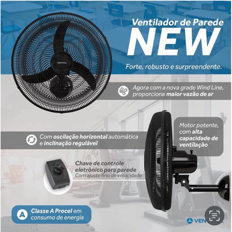 ventilador de parede  50cm ventisol