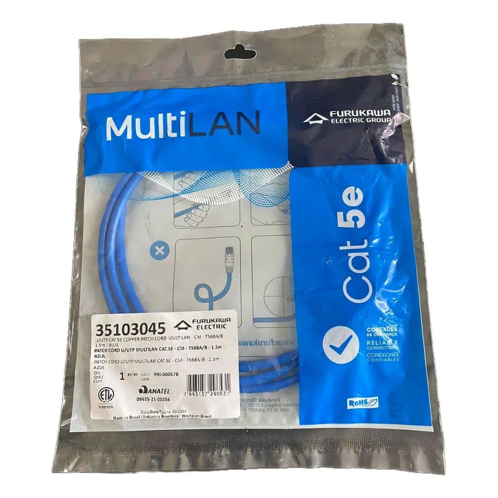 PATCH CORD U/UTP MULTILAN CAT.5E CM T568A/B 1.5M AZUL