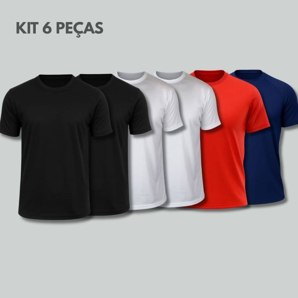 Kit 6 Camisetas Esportiva Dry Fit Treino Corrida Tecido Leve