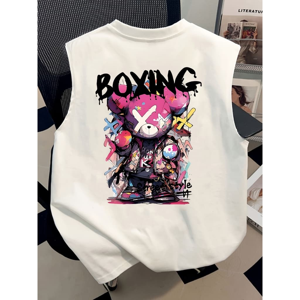 Camiseta Regata Oversized Masculina Academia Machão Treino Longline Lisa Larga Grande URSO