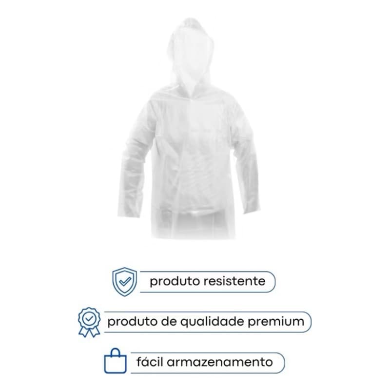 KIT 05 CAPAS DE CHUVA TRANSPARENTE IMPERMEÁVEL RESISTENTE E DURABILIDADE
